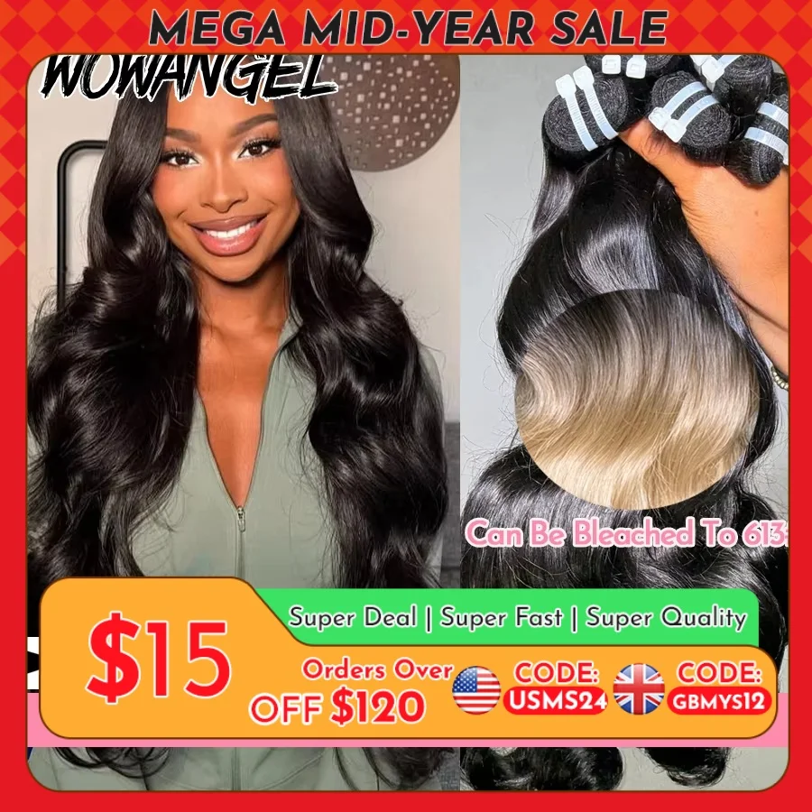WOWANGEL 12A Raw Hair Body Wave Bundles 100% Unprocessed Virgin Hair Extensions 26 28 30 Inch Straight Weave Bundles For Women
WOWANGEL 12A Raw Hair Body Wave Bundles 100% Unprocessed Virgin Hair Extensions 26 28 30 Inch Straight Weave Bundles For Women