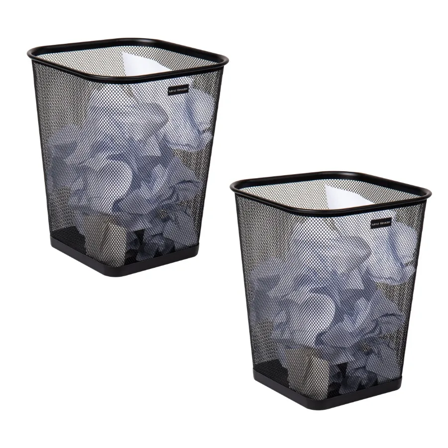 Mesh Trash Can Set of 2, Square Metal Waste Paper Basket for Office, Living Room, Bedroom Sleek Black Design with Modern Ventil
Mesh Trash Can Set of 2, Square Metal Waste Paper Basket for Office, Living Room, Bedroom Sleek Black Design with Modern Ventil