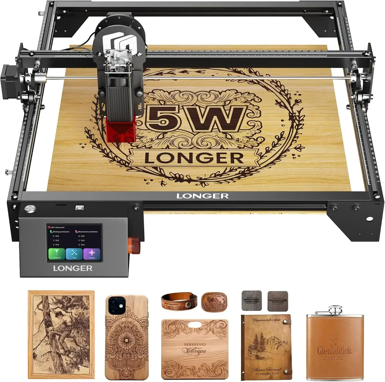 Longer RAY5 Laser Engraver, DIY Laser Engraver 5W Output Power, 3.5” Color Touch Screen, App Offline Control, Engraver Tool for
Longer RAY5 Laser Engraver, DIY Laser Engraver 5W Output Power, 3.5” Color Touch Screen, App Offline Control, Engraver Tool for
