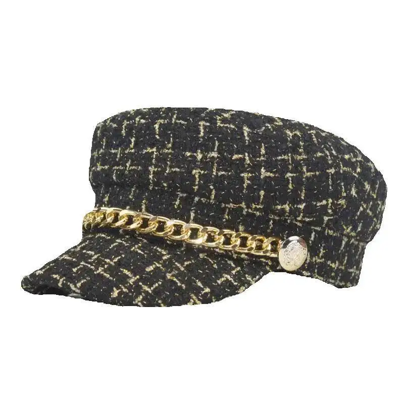 Newsboy Hats and Caps Women's Octagonal Hat Fashion Wool Gold Thread Plaid Versatile Octagonal Hat Autumn Winter Patchwork Chain
Newsboy Hats and Caps Women's Octagonal Hat Fashion Wool Gold Thread Plaid Versatile Octagonal Hat Autumn Winter Patchwork Chain