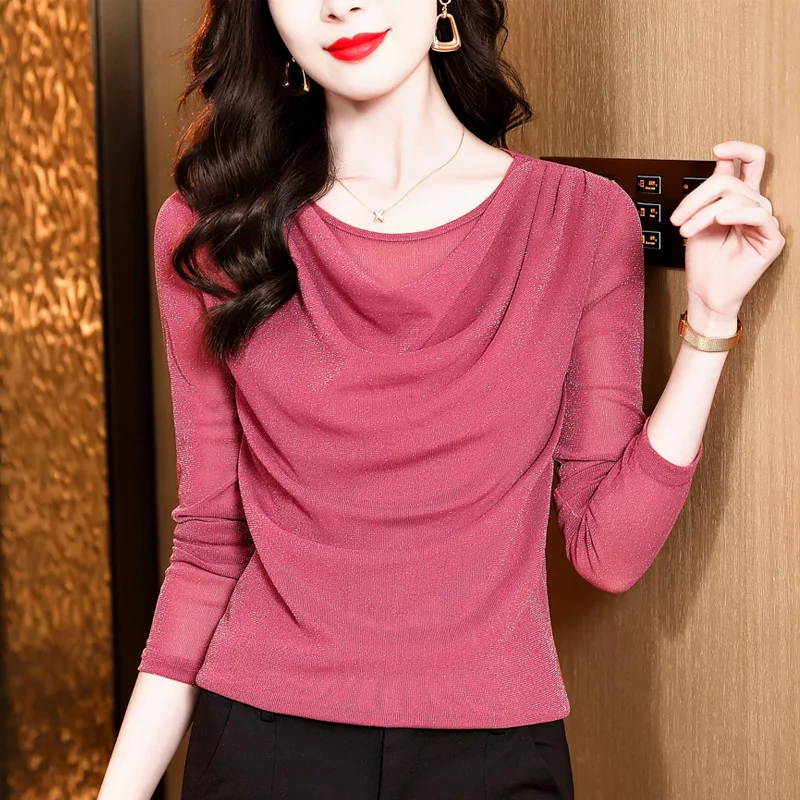 Autumn New Long Sleeved O-Neck Women's Tees Tops Fashion Casual Solid Color Elasticity Mesh T-Shirt M-3XL Clothes
Autumn New Long Sleeved O-Neck Women's Tees Tops Fashion Casual Solid Color Elasticity Mesh T-Shirt M-3XL Clothes