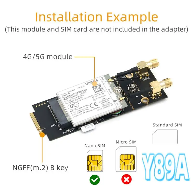 M.2 Key-B Wireless Module Adapter Support 5G 4G 3G LTE GSM Modem Plastic For NGFF 3042 3052 M2 B Key Card
M.2 Key-B Wireless Module Adapter Support 5G 4G 3G LTE GSM Modem Plastic For NGFF 3042 3052 M2 B Key Card