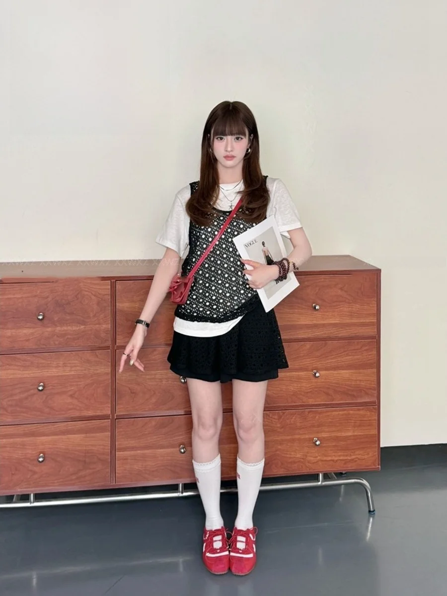 plus Size Women's Summer New Hollow out Knitted Short Sleeve Vest Skirt Pants Three Piece Set Fashionable Casual Wear
plus Size Women's Summer New Hollow out Knitted Short Sleeve Vest Skirt Pants Three Piece Set Fashionable Casual Wear