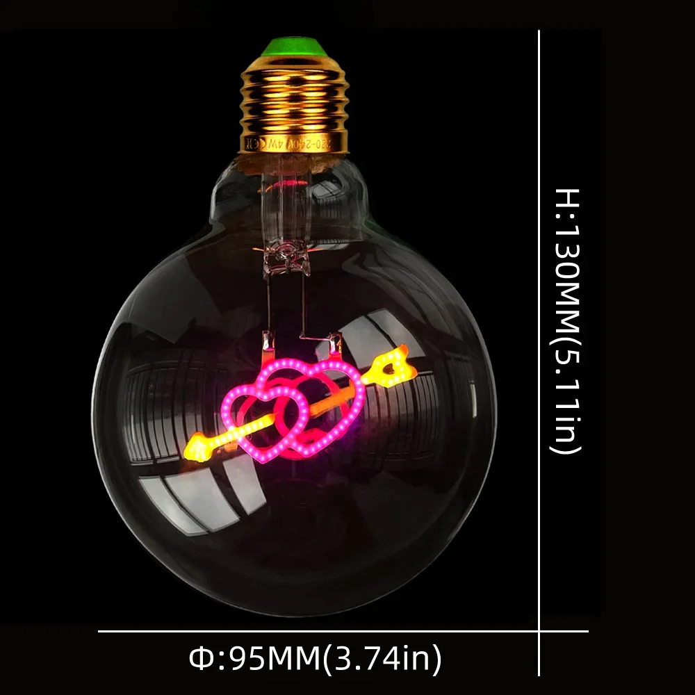 Винтажная светодиодная лампа Эдисона Big Globe G95 Heart Стрела Купидона 3 Вт с регулируемой яркостью 110 В 220 В E26 E27 Специальная декоративная лампочка
Винтажная светодиодная лампа Эдисона Big Globe G95 Heart Стрела Купидона 3 Вт с регулируемой яркостью 110 В 220 В E26 E27 Специальная декоративная лампочка