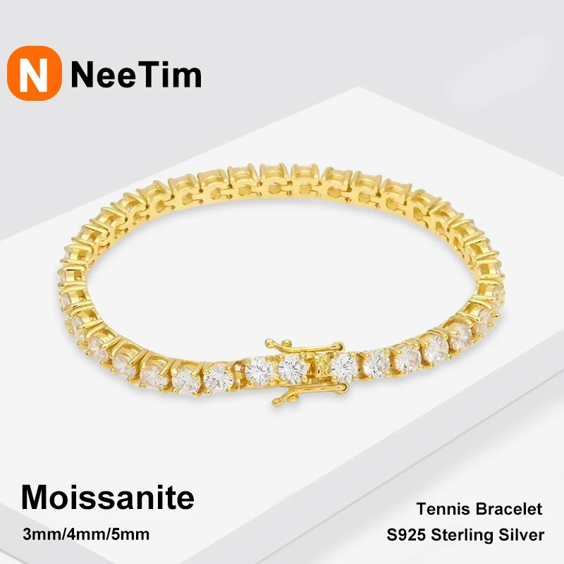 NeeTim 3mm 4mm Moissanite Tennis Bracelet 925 Sterling Silver with White Gold Plated Pass Diamond Tester Bracelets for Women Men
NeeTim 3mm 4mm Moissanite Tennis Bracelet 925 Sterling Silver with White Gold Plated Pass Diamond Tester Bracelets for Women Men