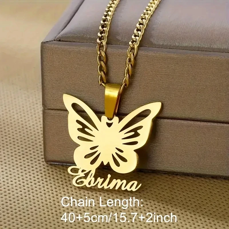 WLP Fashion 12 Months Butterfly Custom Name Pendant Necklace 4mm Cuban Chain Stainlesss Steel Personalized Name Choker Necklace
WLP Fashion 12 Months Butterfly Custom Name Pendant Necklace 4mm Cuban Chain Stainlesss Steel Personalized Name Choker Necklace