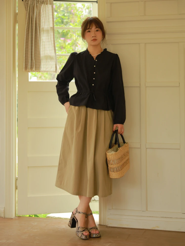 Юбка миди женская из хлопка с высокой талией, плиссированная, цвета хаки и чисто белого, на резинке, в стиле ретро, для повседневной носки, весенняя коллекция
Юбка миди женская из хлопка с высокой талией, плиссированная, цвета хаки и чисто белого, на резинке, в стиле ретро, для повседневной носки, весенняя коллекция