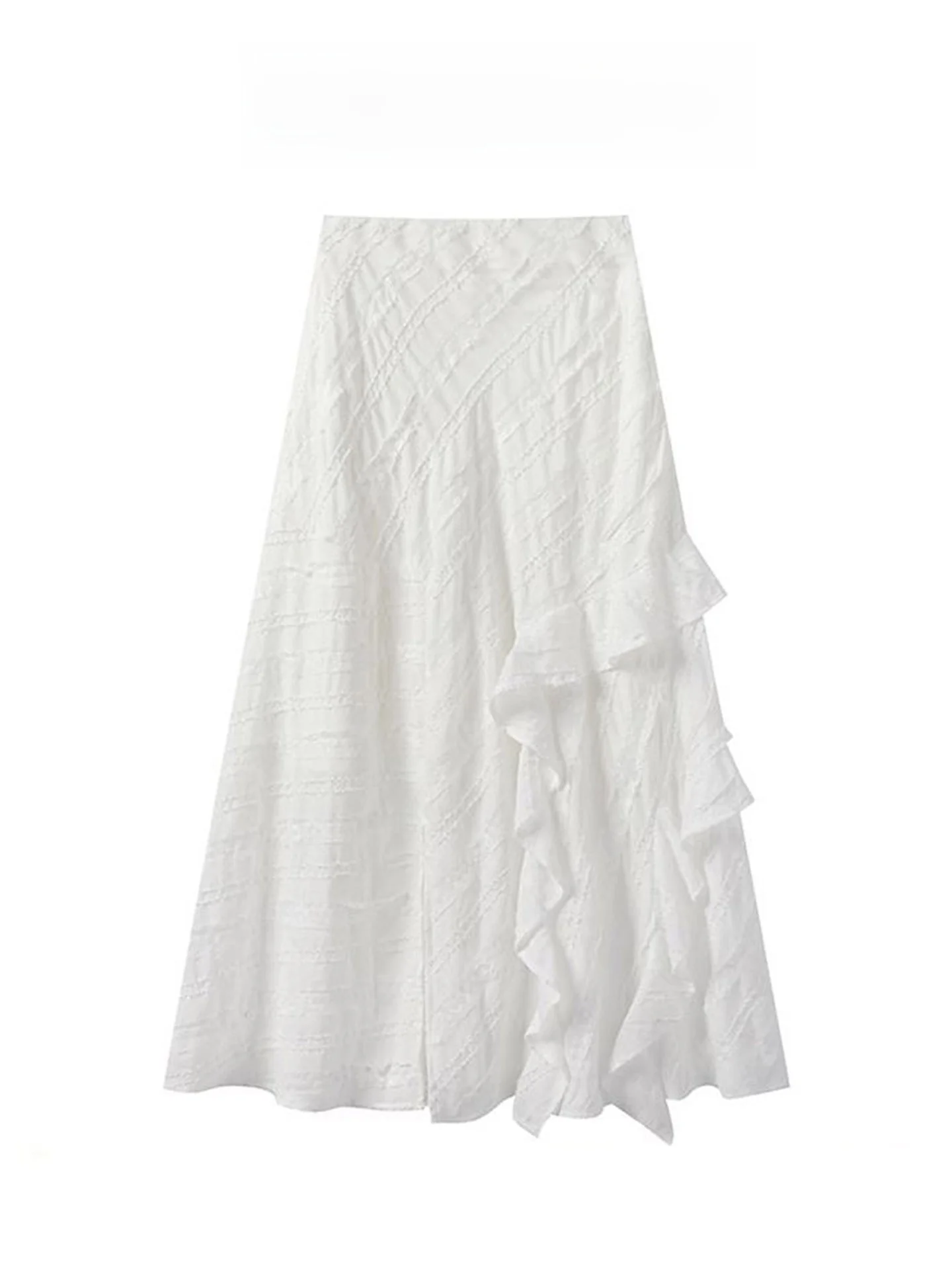 Asymmetric High Waist A-Line Fish Tail Skirt White Casual Non-Stretch Fabric Spring Summer New Arrival Women's Half-length Skirt
Asymmetric High Waist A-Line Fish Tail Skirt White Casual Non-Stretch Fabric Spring Summer New Arrival Women's Half-length Skirt