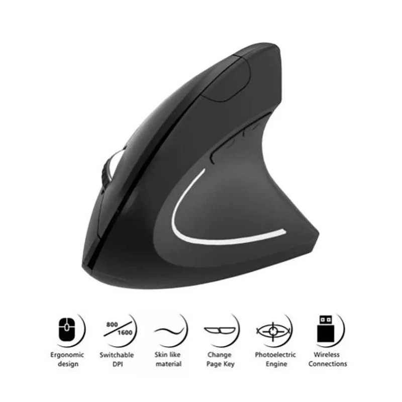 Wireless Vertical Mouse Lightweight Ergonomic 2.4GHz Wireless USB Optical Mouse Suitable For Laptops and PCs 800/1200/1600DPI
Wireless Vertical Mouse Lightweight Ergonomic 2.4GHz Wireless USB Optical Mouse Suitable For Laptops and PCs 800/1200/1600DPI