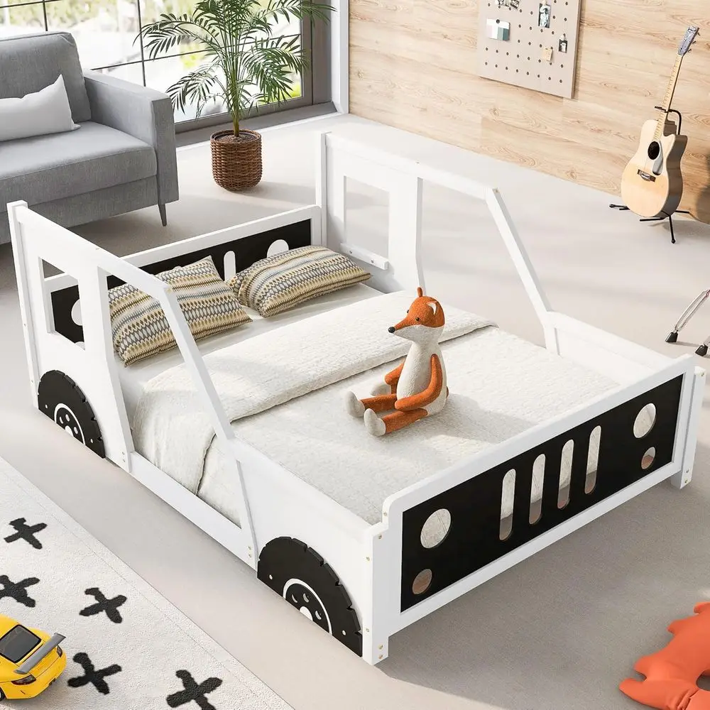 Full-Size Kids Car Bed, Classic Car-Themed Platform Bed with Wheels, Wooden, Suitable for Boys and Girls, White and Black
Full-Size Kids Car Bed, Classic Car-Themed Platform Bed with Wheels, Wooden, Suitable for Boys and Girls, White and Black