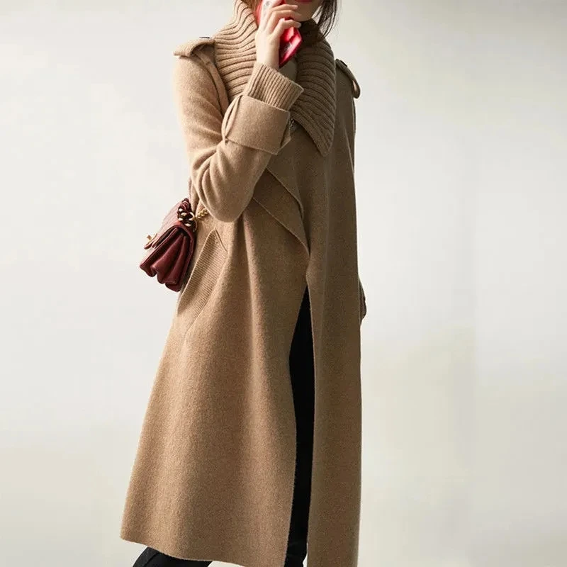Outerwear Womens Loose Long-Sleeved Patchwork Mid-Length Knitted Cardigan 2023 Autumn And Winter New High-End All -Match Coat
Outerwear Womens Loose Long-Sleeved Patchwork Mid-Length Knitted Cardigan 2023 Autumn And Winter New High-End All -Match Coat