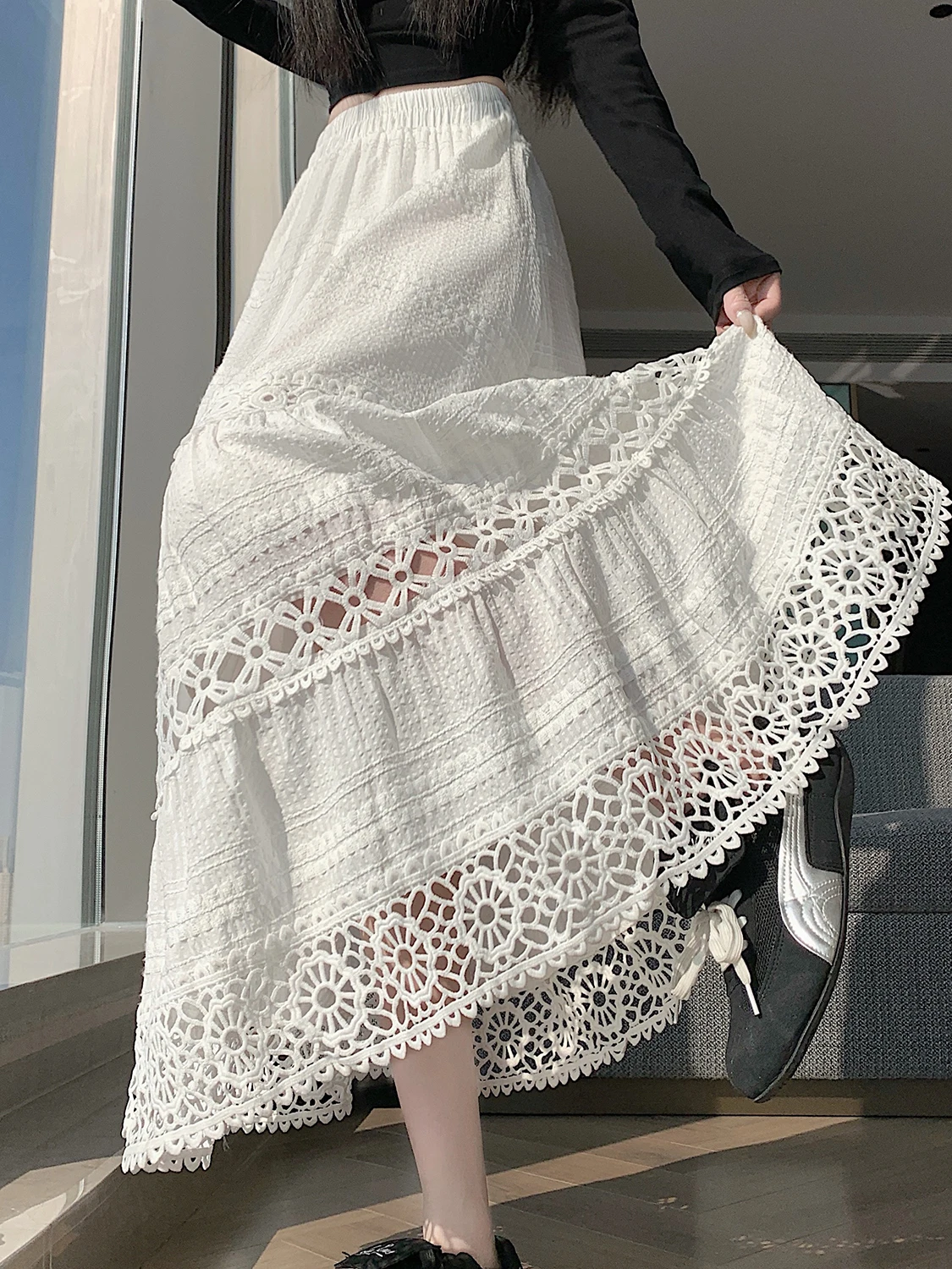 High Waist A-Line Cake Umbrella Skirt Women's Spring Summer New Sle Hollow out Splicing Drapey f Skirt Korean Sle
High Waist A-Line Cake Umbrella Skirt Women's Spring Summer New Sle Hollow out Splicing Drapey f Skirt Korean Sle