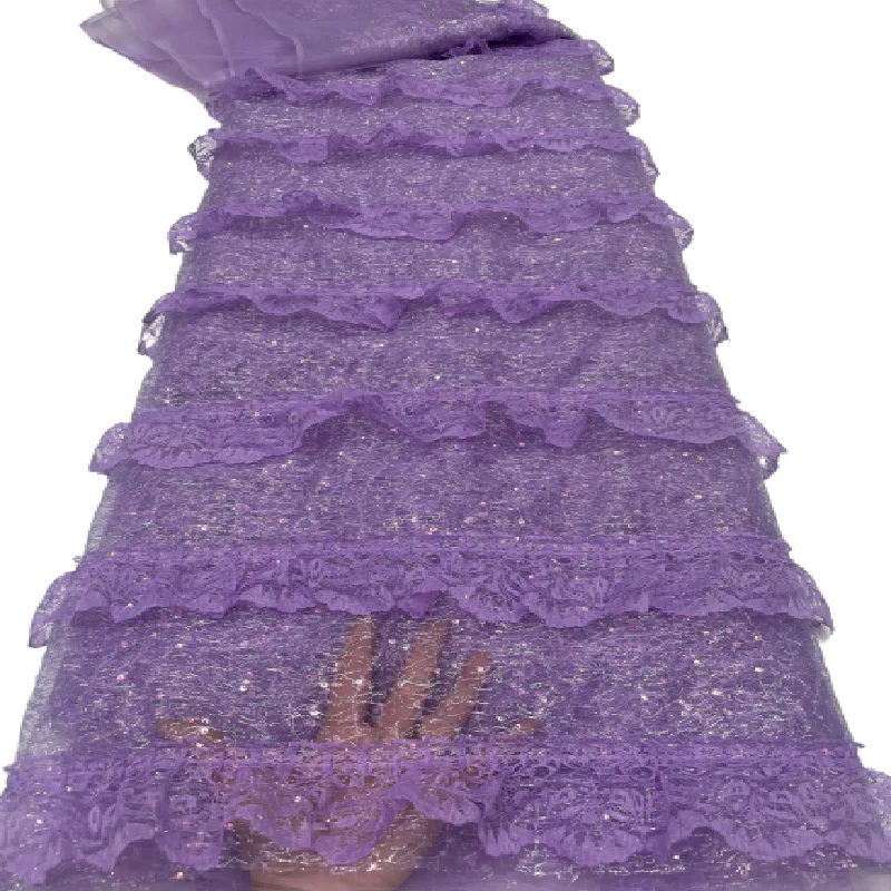 2022Latest Purple Luxury Elegant Embroidery African lace With Sequins Fabric For Wedding Party Dress
2022Latest Purple Luxury Elegant Embroidery African lace With Sequins Fabric For Wedding Party Dress