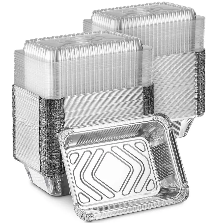 Одноразовые контейнеры для еды на вынос с прозрачными крышками, объемом 2 фунта, из алюминиевой фольги, с надежной герметизацией для сохранения свежести и предотвращения проливания.
Одноразовые контейнеры для еды на вынос с прозрачными крышками, объемом 2 фунта, из алюминиевой фольги, с надежной герметизацией для сохранения свежести и предотвращения проливания.