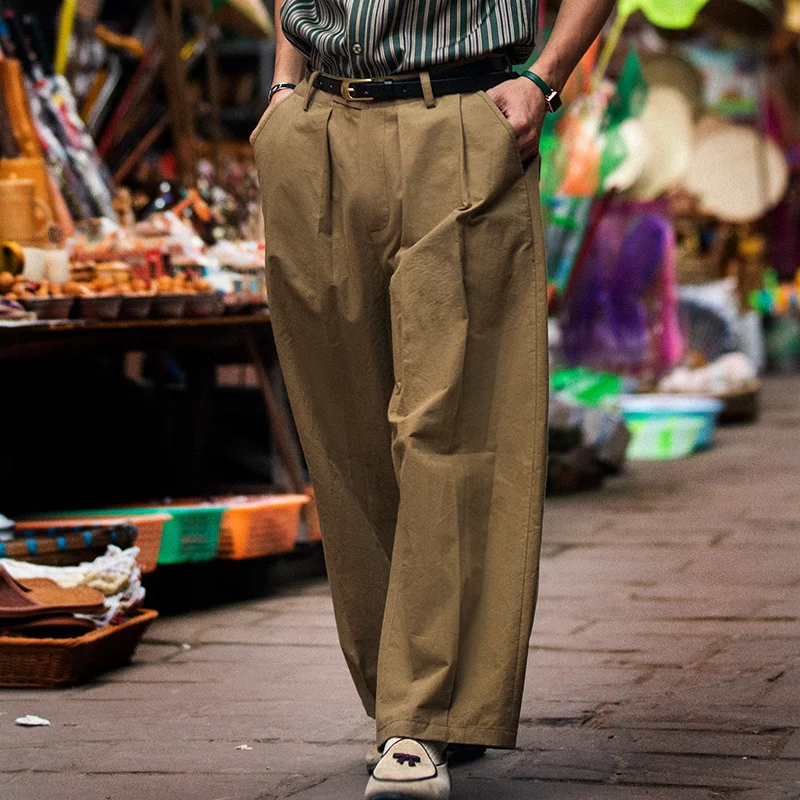 Soarin American Retro Wide Leg Straight Leg Pants Men Casual Loose Workwear Nine Points Cotton Youth Vitali Sle Summer
Soarin American Retro Wide Leg Straight Leg Pants Men Casual Loose Workwear Nine Points Cotton Youth Vitali Sle Summer
