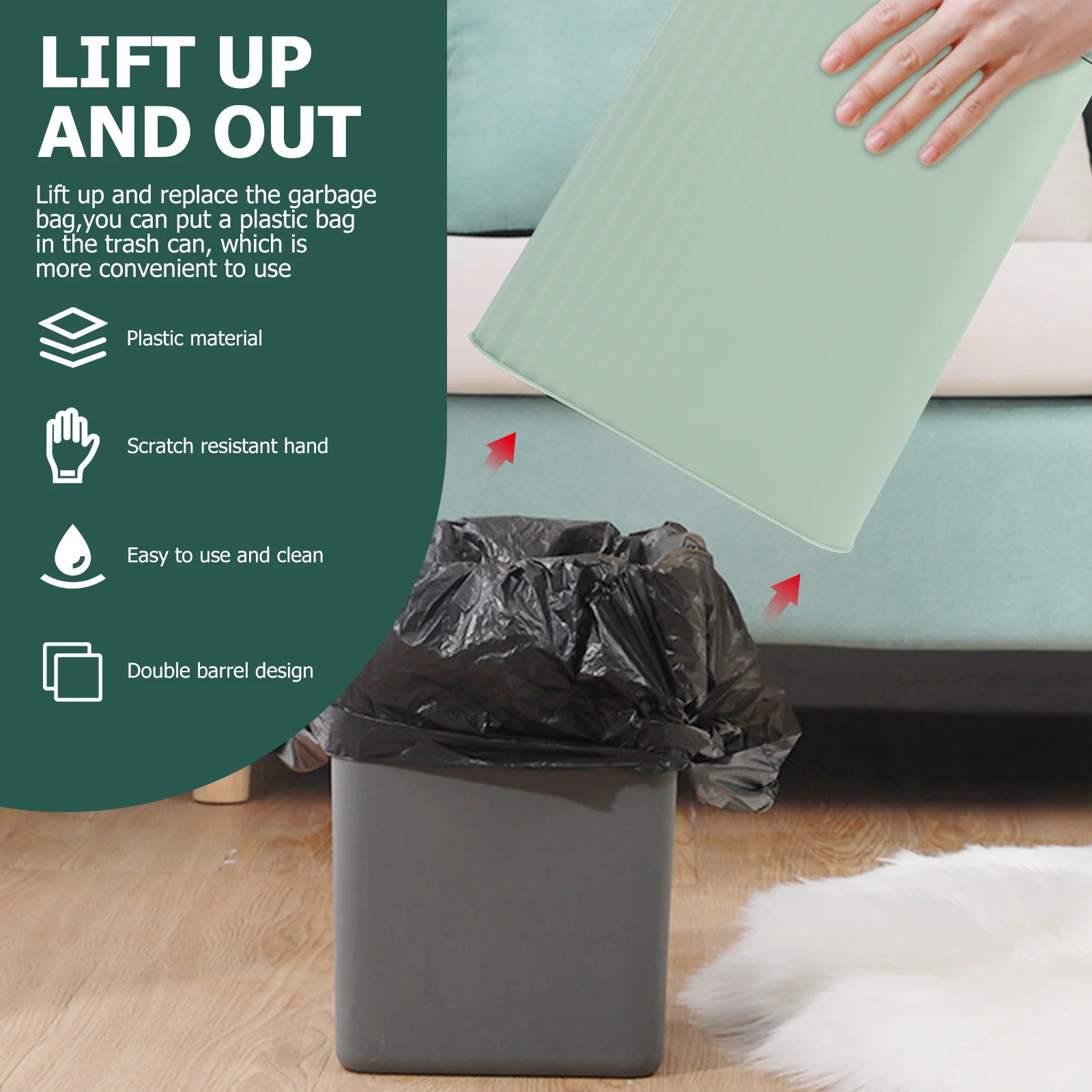 Space-Saving Trash Can with Lid Premium Impact-Resistant Plastic Garbage Container for Kitchen Bathroom Home Use
Space-Saving Trash Can with Lid Premium Impact-Resistant Plastic Garbage Container for Kitchen Bathroom Home Use