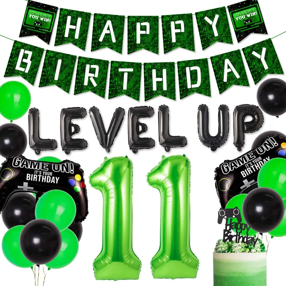 JOYMEMO Green Video Game 11th Birthday Party Decorations for Boys Game on Level Up Birthday Supplies Game Controller Balloons
JOYMEMO Green Video Game 11th Birthday Party Decorations for Boys Game on Level Up Birthday Supplies Game Controller Balloons