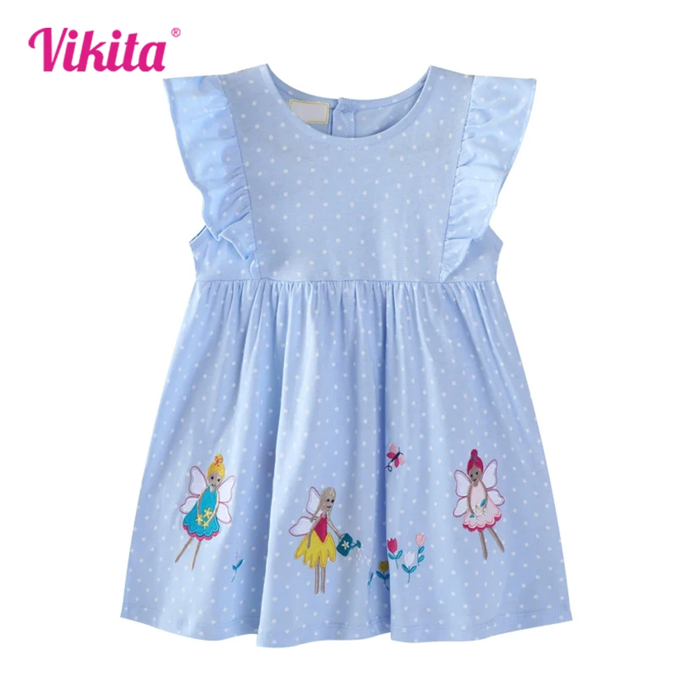 VIKITA New Summer Children Clothes Kids Blue Polka Dot Elf Flower Embroidery Flare Sleeve Cotton Casual Princess Fashon Dresses
VIKITA New Summer Children Clothes Kids Blue Polka Dot Elf Flower Embroidery Flare Sleeve Cotton Casual Princess Fashon Dresses