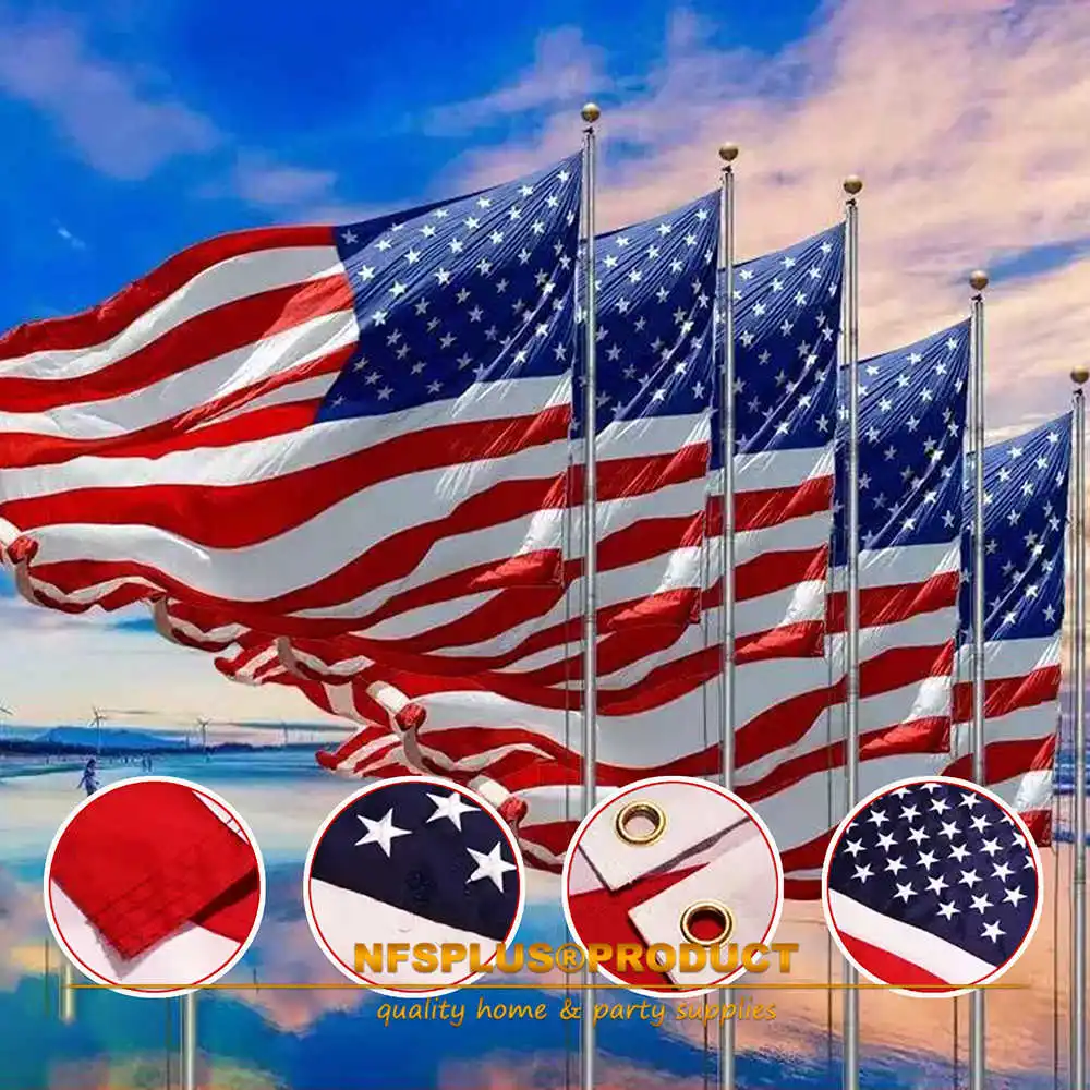 Outdoor American Flag US Embroidered Stitched Banner 3x5 4x6 5x8 6x10 Ft Heavy-Duty Oxford Waterproof For 4th Of July Decoration
Outdoor American Flag US Embroidered Stitched Banner 3x5 4x6 5x8 6x10 Ft Heavy-Duty Oxford Waterproof For 4th Of July Decoration