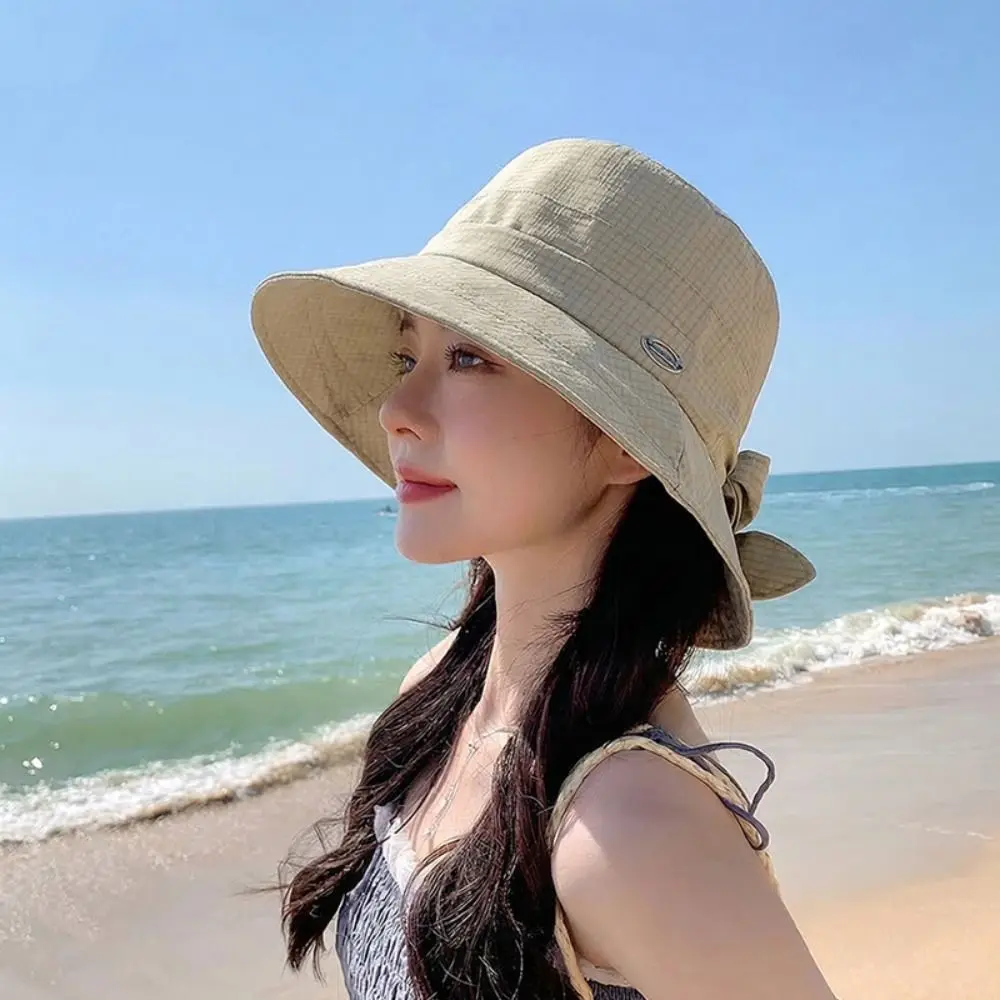 Fashion Bowknot Women Fisherman Hat Wide Brim Solid Color Bow Bucket Hat Sun Protection Breathable Sunshade Hat Camping
Fashion Bowknot Women Fisherman Hat Wide Brim Solid Color Bow Bucket Hat Sun Protection Breathable Sunshade Hat Camping