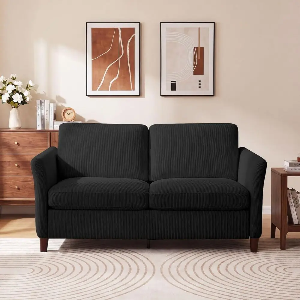 Compact Corduroy Loveseat Sofa for Modern 2-Seater Spaces, Ideal for Living Room, Bedroom, Office, and Den, Black
Compact Corduroy Loveseat Sofa for Modern 2-Seater Spaces, Ideal for Living Room, Bedroom, Office, and Den, Black