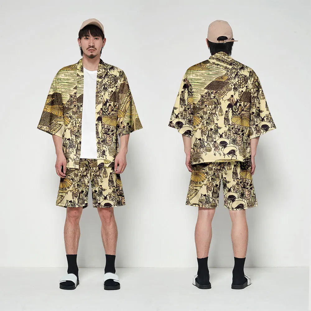 Chinese Style Traditional Ink Painting Print Harajuku Kimono Shorts Sets Two-piece Suit Yukata Japan Cardigan Women Men Cosplay
Chinese Style Traditional Ink Painting Print Harajuku Kimono Shorts Sets Two-piece Suit Yukata Japan Cardigan Women Men Cosplay