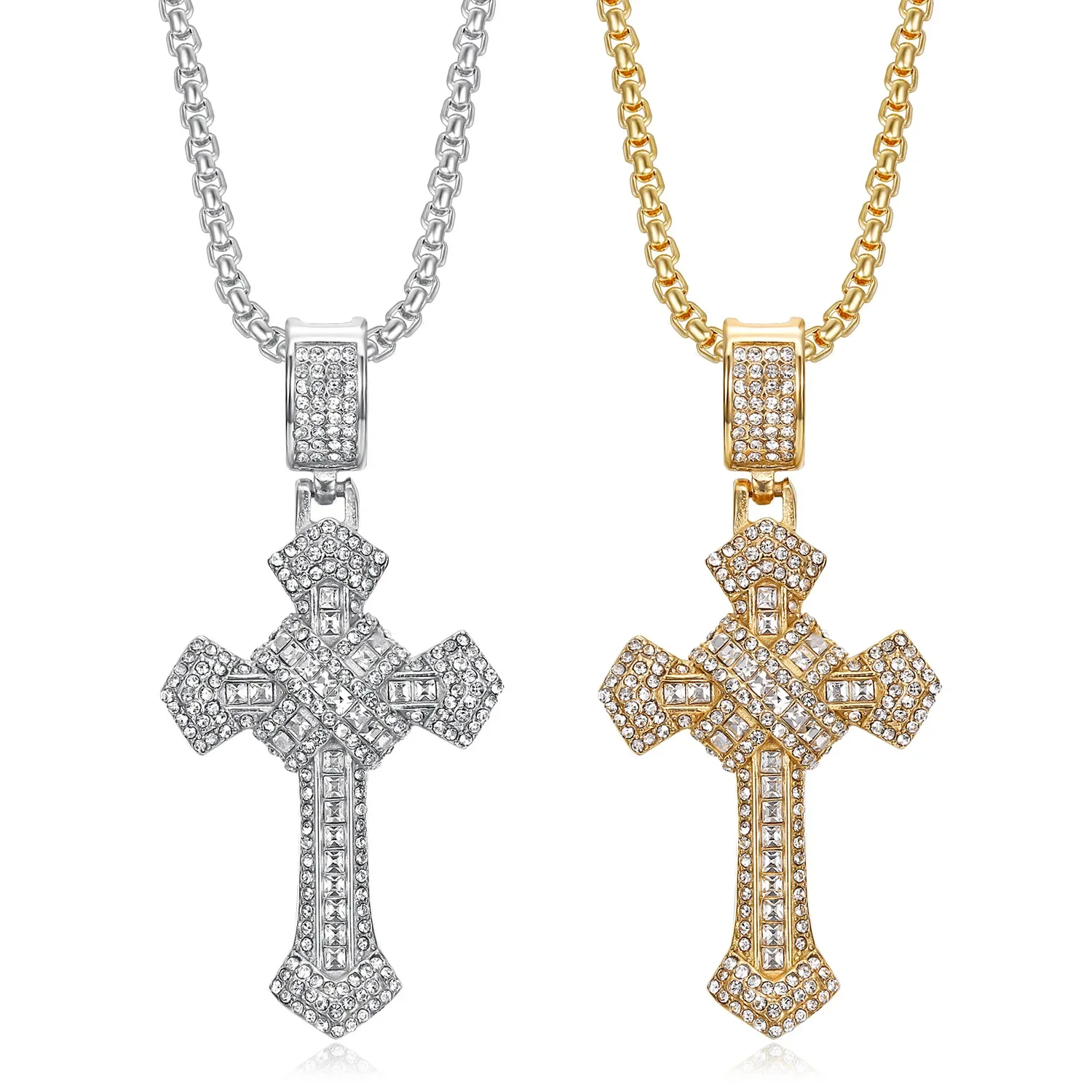 Stainless Steel Zircon Pendant Gold Plated Chain Creative Design Unisex Cross Necklace Couple Fashion Designer Jewelry
Stainless Steel Zircon Pendant Gold Plated Chain Creative Design Unisex Cross Necklace Couple Fashion Designer Jewelry