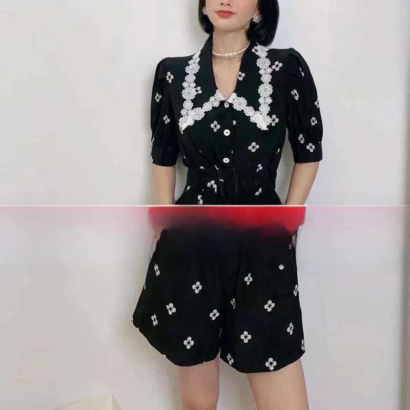 Ele Embroidered Collar Belted ortie Onesie Pants High Waist Wide Leg Summer Outfit for Women Faion Commute Sle
Ele Embroidered Collar Belted ortie Onesie Pants High Waist Wide Leg Summer Outfit for Women Faion Commute Sle