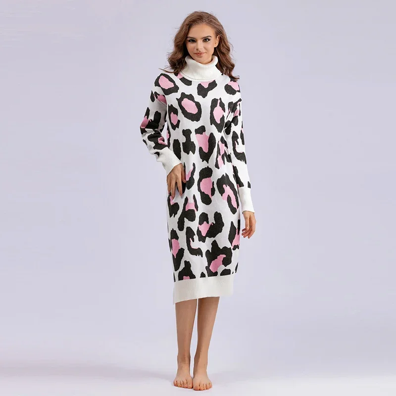 Leopard Sweater Dress For Women 2024 Autumn Winter Thick Warm Knitted Dress Turtleneck Long Sleeve Midi Dresses
Leopard Sweater Dress For Women 2024 Autumn Winter Thick Warm Knitted Dress Turtleneck Long Sleeve Midi Dresses