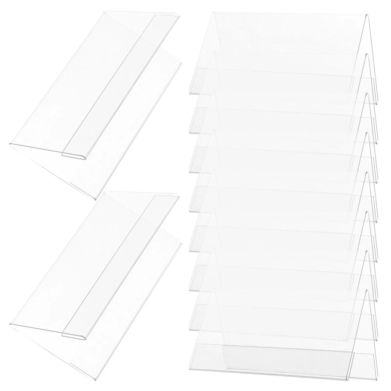 10Pcs Transparent Plastic Table Tent Holders V-Shaped Desk Name Plates Double Sided Display for Conference Office Events
10Pcs Transparent Plastic Table Tent Holders V-Shaped Desk Name Plates Double Sided Display for Conference Office Events