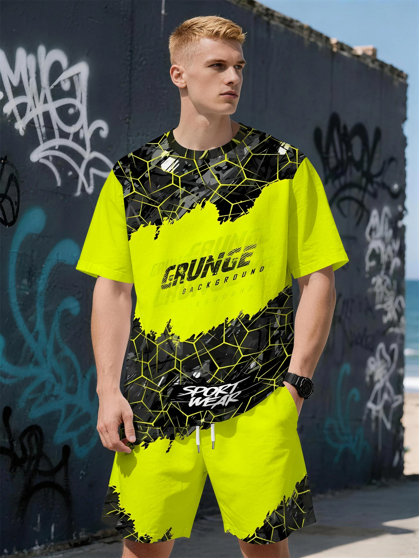 2026 Summer New Men's Short-Sleeved Set with 3D Trendy Brand Letter Pattern Print Fashionable Street Style Comfortable Lightweig
2026 Summer New Men's Short-Sleeved Set with 3D Trendy Brand Letter Pattern Print Fashionable Street Style Comfortable Lightweig