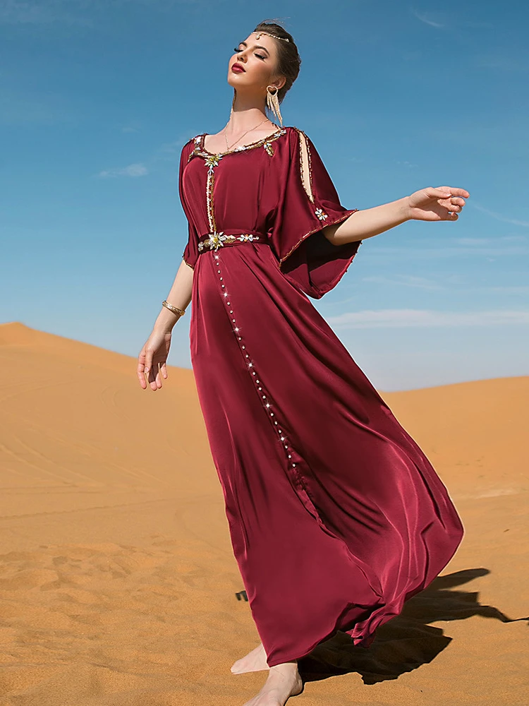 Dubai Luxury Dress for Women Evening Party Handsewn Diamond Cut-out Shoulder Belted Arabic Dress Saudi Turk Islam Ramadan Muslim
Dubai Luxury Dress for Women Evening Party Handsewn Diamond Cut-out Shoulder Belted Arabic Dress Saudi Turk Islam Ramadan Muslim