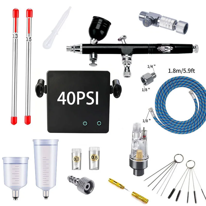 Compressor airbrush kit for makeup, manicure paint, tattoos with 40psi automatic stop compressor kit
Compressor airbrush kit for makeup, manicure paint, tattoos with 40psi automatic stop compressor kit