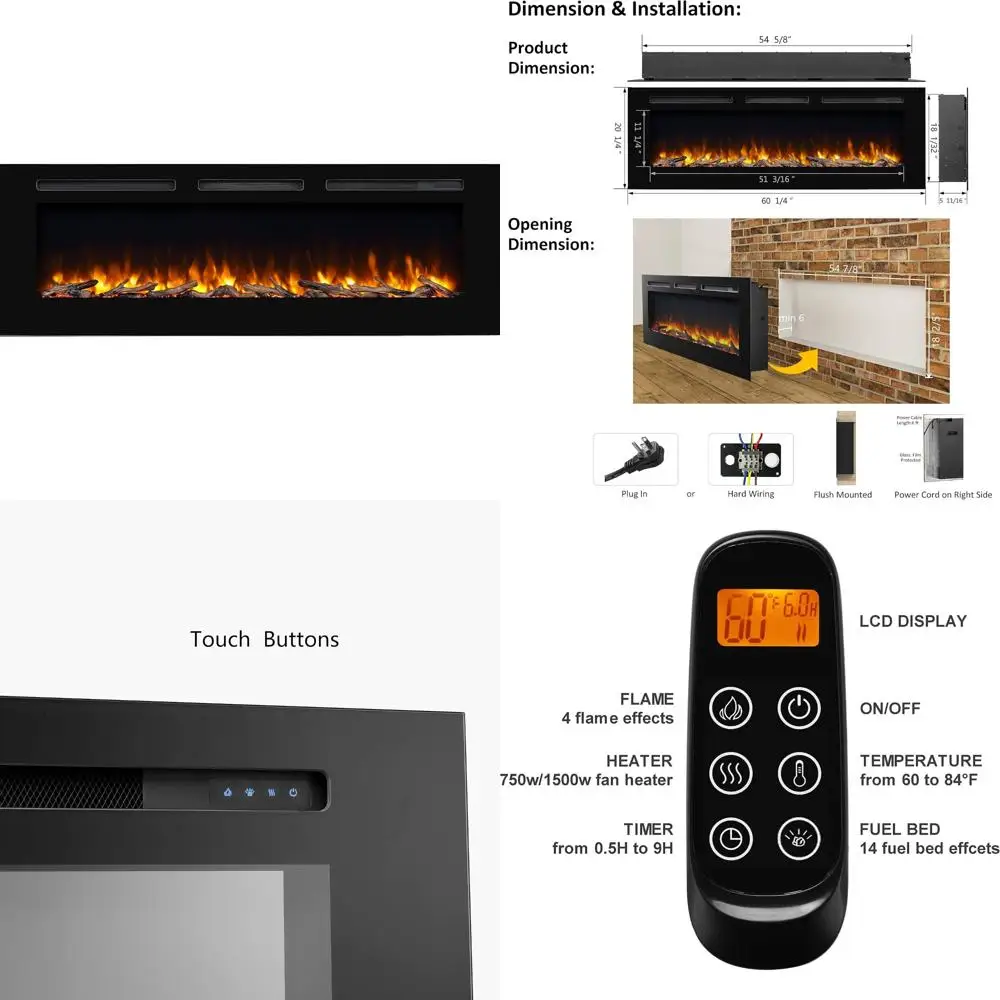 Встраиваемый электрический камин Alice 60 PuraFlame, настенный для шпилек 2x6, с бревно и кристаллом, 1500 Вт, пульт дистанционного управления
Встраиваемый электрический камин Alice 60 PuraFlame, настенный для шпилек 2x6, с бревно и кристаллом, 1500 Вт, пульт дистанционного управления