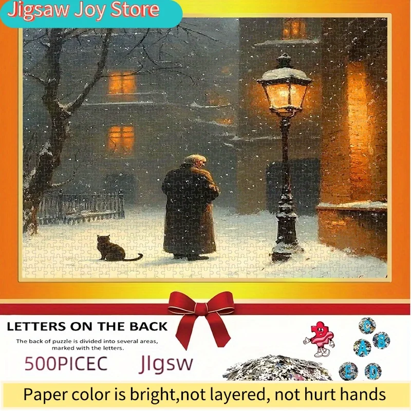 puzzle, DIY paper puzzle, Old for Man and Cat in Snowy Night, adult puzzle, suitable for home leisure, holiday atmosphere cre
puzzle, DIY paper puzzle, Old for Man and Cat in Snowy Night, adult puzzle, suitable for home leisure, holiday atmosphere cre