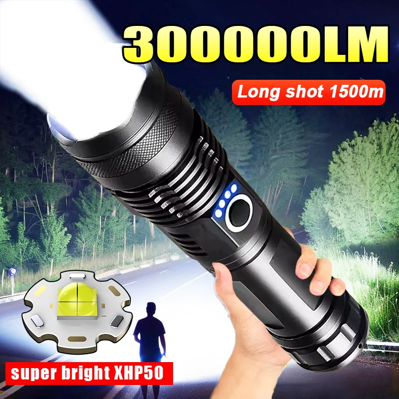 Super Strong Light LED Flashlight High Power XHP50 Tactical Flash Lights Rechargeable 18650 Powerful Torch Zoom Camping Lantren
Super Strong Light LED Flashlight High Power XHP50 Tactical Flash Lights Rechargeable 18650 Powerful Torch Zoom Camping Lantren
