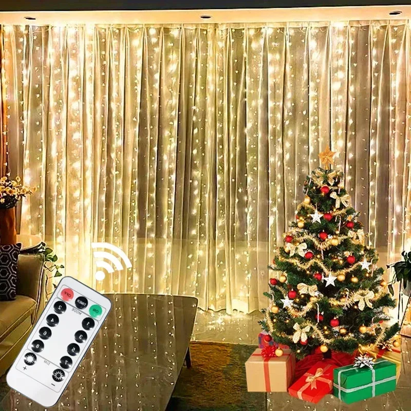 Curtain LED String Lights Garland Festival Christmas Decoration USB Remote Control Holiday Wedding Fairy Lights for Bedroom Home
Curtain LED String Lights Garland Festival Christmas Decoration USB Remote Control Holiday Wedding Fairy Lights for Bedroom Home