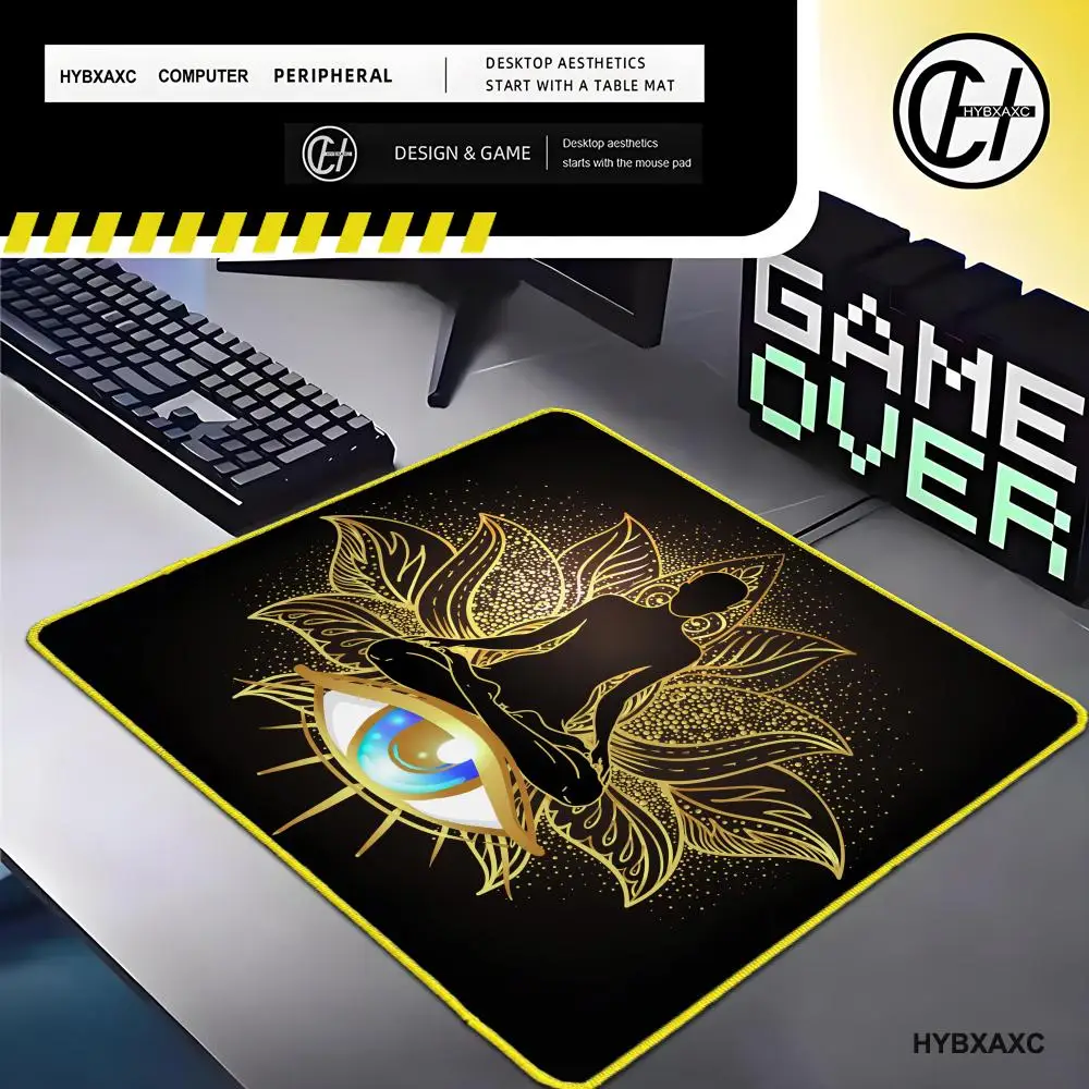 Mystical Mouse Pad Yoga Mousepad Third Eye Chakra Lotus Flower Meditation Pose Black And Gold Computer Keyboard Small Desk Mat
Mystical Mouse Pad Yoga Mousepad Third Eye Chakra Lotus Flower Meditation Pose Black And Gold Computer Keyboard Small Desk Mat