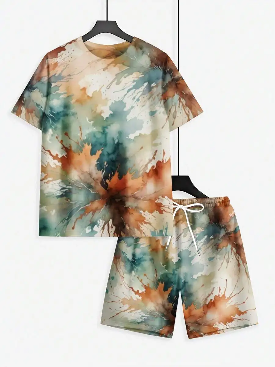 Mens Watercolor Print Short Sleeve T-Shirt And Shorts Set Casual Summer Outfit
Mens Watercolor Print Short Sleeve T-Shirt And Shorts Set Casual Summer Outfit
