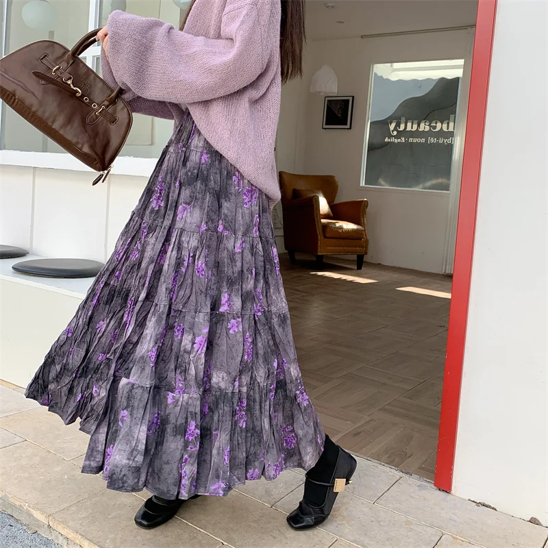 Retro Purple Ombre Floral f Skirt Women's Korean Sle High Waist Loose A-Line Long Dr Skirt Polyester Fiber 00%
Retro Purple Ombre Floral f Skirt Women's Korean Sle High Waist Loose A-Line Long Dr Skirt Polyester Fiber 00%