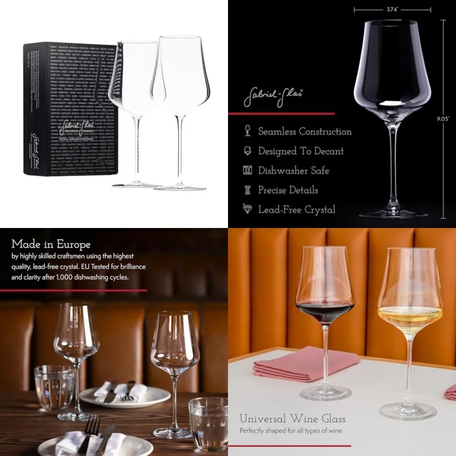 StandArt Crystal Wine Glasses, with Gift Box - Premium, Universal Wine Glass for Red and White Wine - Dishwasher Safe, Lead-Fre
StandArt Crystal Wine Glasses, with Gift Box - Premium, Universal Wine Glass for Red and White Wine - Dishwasher Safe, Lead-Fre