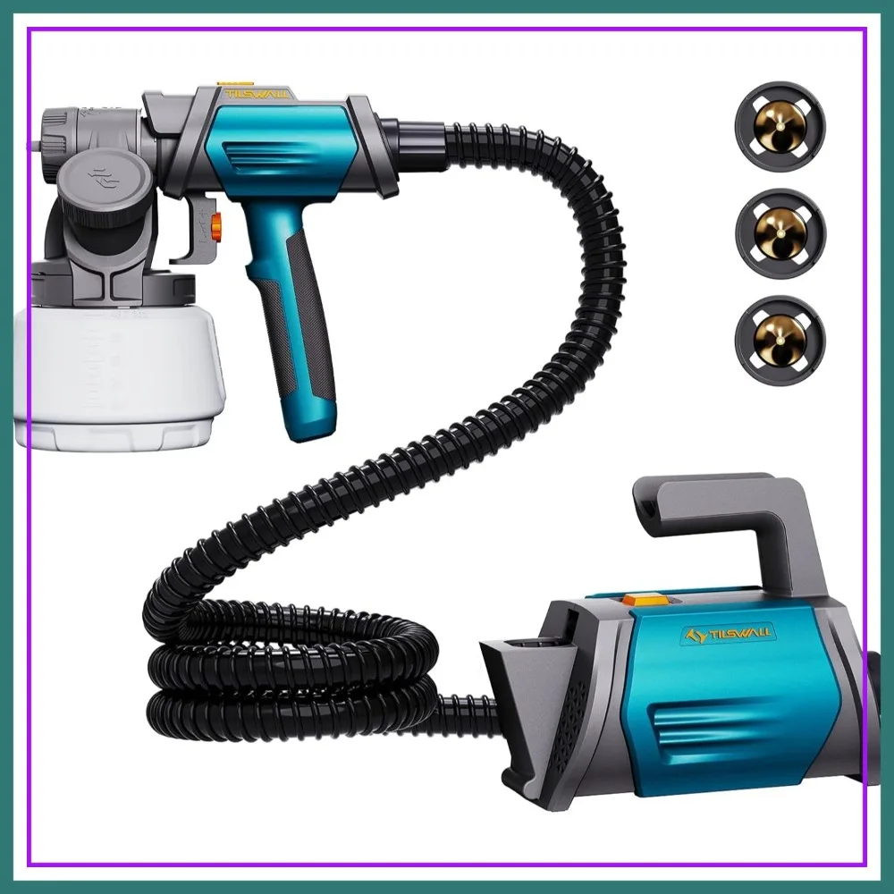 800W HVLP Paint Sprayer with 4 Nozzles & 3 Patterns, 1300ml, Blue
800W HVLP Paint Sprayer with 4 Nozzles & 3 Patterns, 1300ml, Blue