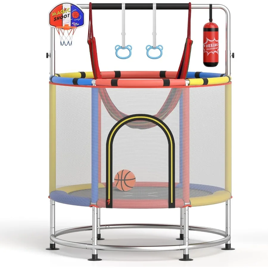 55 Toddler Trampoline 6-in-1 Mini Trampoline for Up to 440LBS with Hammock Basketball Hoop Adjustable Gymnastics Bar Rings Punc
55 Toddler Trampoline 6-in-1 Mini Trampoline for Up to 440LBS with Hammock Basketball Hoop Adjustable Gymnastics Bar Rings Punc