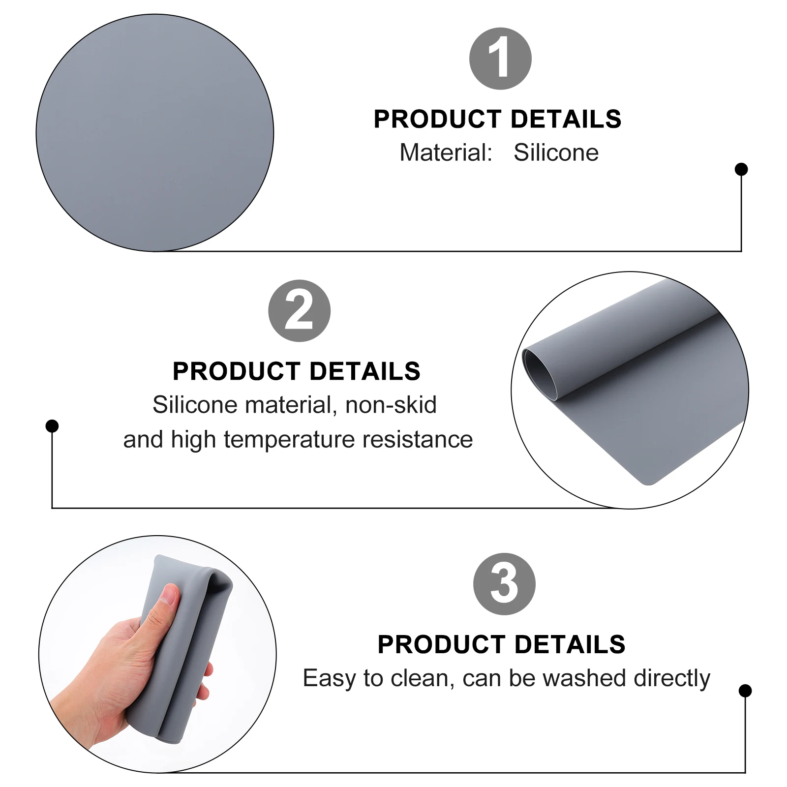 Silicone Placemat Non Skid High Temp Foldable Easy Storage Washable Oil Resistant Reusable Soft Stable Anti Slip Table
Silicone Placemat Non Skid High Temp Foldable Easy Storage Washable Oil Resistant Reusable Soft Stable Anti Slip Table