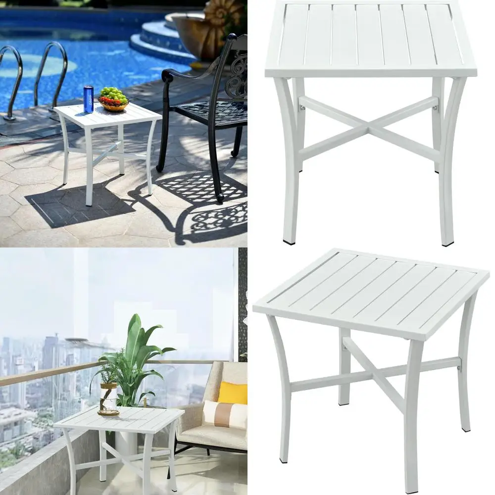 Всепогодный белый уличный приставной столик: идеально подходит для патио, заднего двора и использования в помещении
Всепогодный белый уличный приставной столик: идеально подходит для патио, заднего двора и использования в помещении
