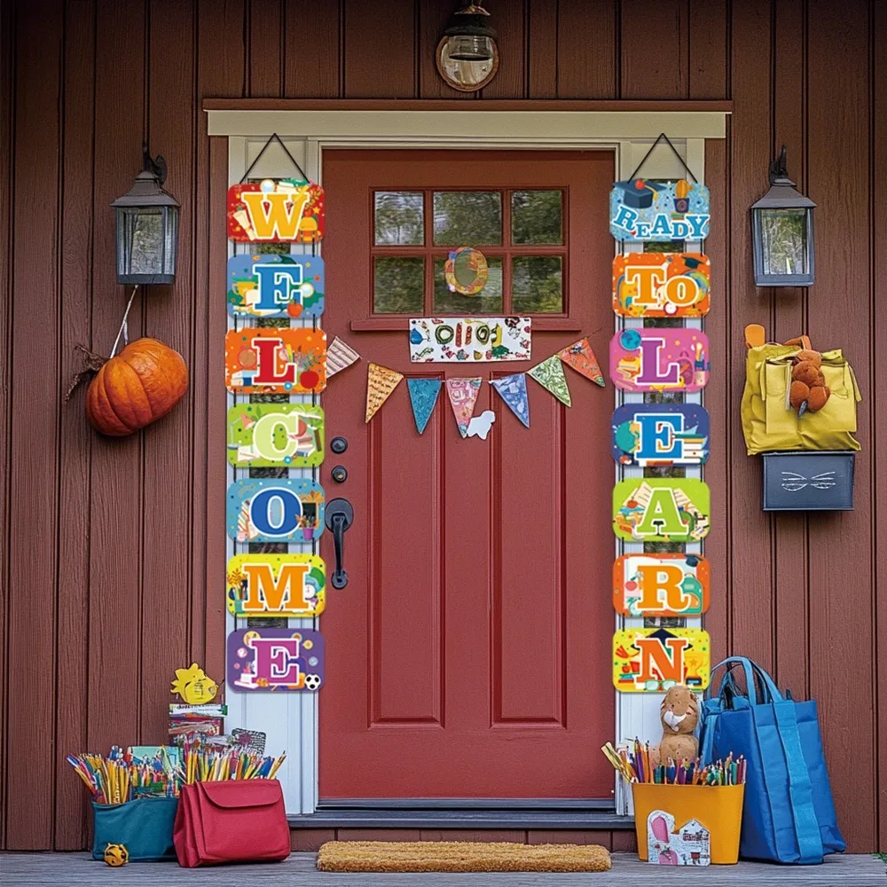 School Season Back To School Letter Banner Blackboard Backpack Welcome To School Couplet Book Cartoon Door Hanging Decoration
School Season Back To School Letter Banner Blackboard Backpack Welcome To School Couplet Book Cartoon Door Hanging Decoration