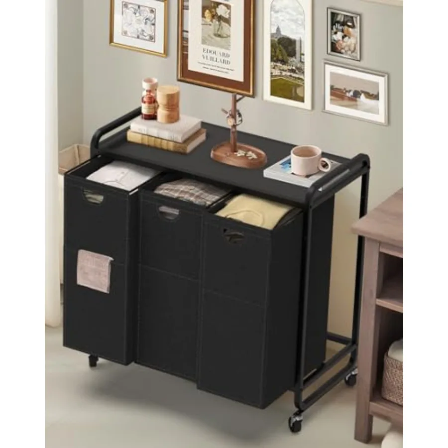 Laundry Sorter 3-Section Rolling Basket with Wheels 3×15.8 Gal 60L Wooden Desktop Hamper Organizer Pull-Out Removable Bags for
Laundry Sorter 3-Section Rolling Basket with Wheels 3×15.8 Gal 60L Wooden Desktop Hamper Organizer Pull-Out Removable Bags for