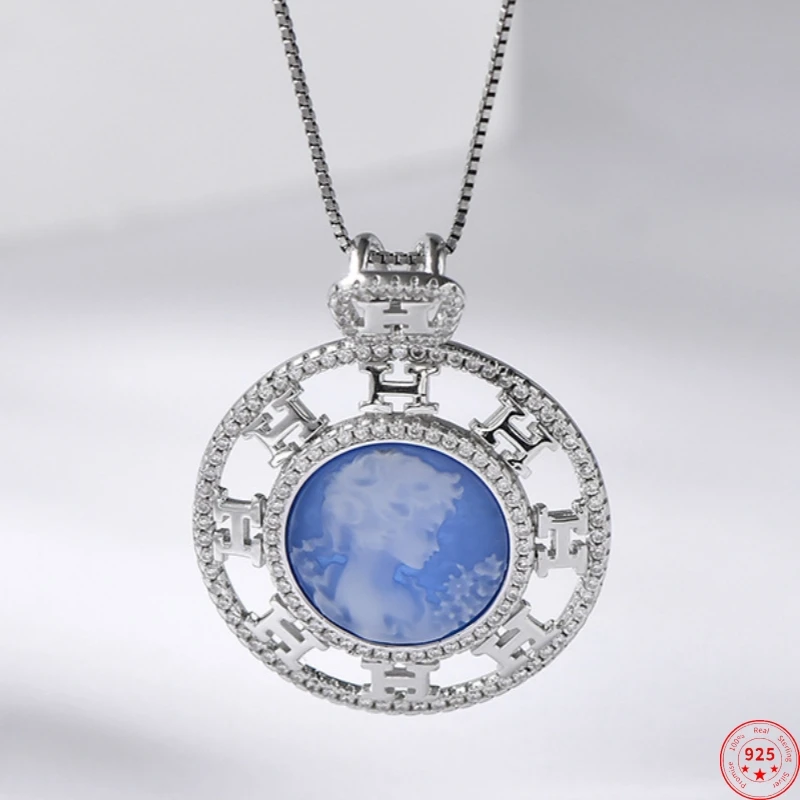 S925 Sterling Silver Pendants for Women Men New Fashion Round Blue Agate Beauty Head Sculpture Classic Jewelry Free Shipping
S925 Sterling Silver Pendants for Women Men New Fashion Round Blue Agate Beauty Head Sculpture Classic Jewelry Free Shipping