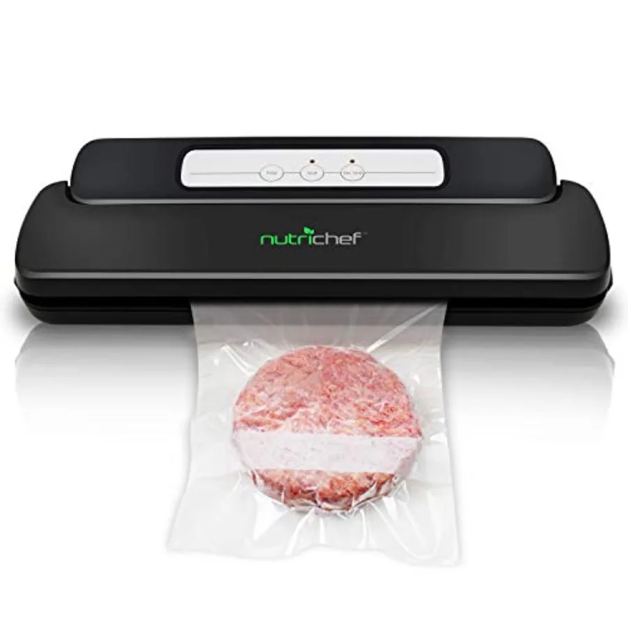Home kitchen vacuum sealer for dry or moist food storage: black plastic handheld heat sealing system, compact fresh saver with
Home kitchen vacuum sealer for dry or moist food storage: black plastic handheld heat sealing system, compact fresh saver with