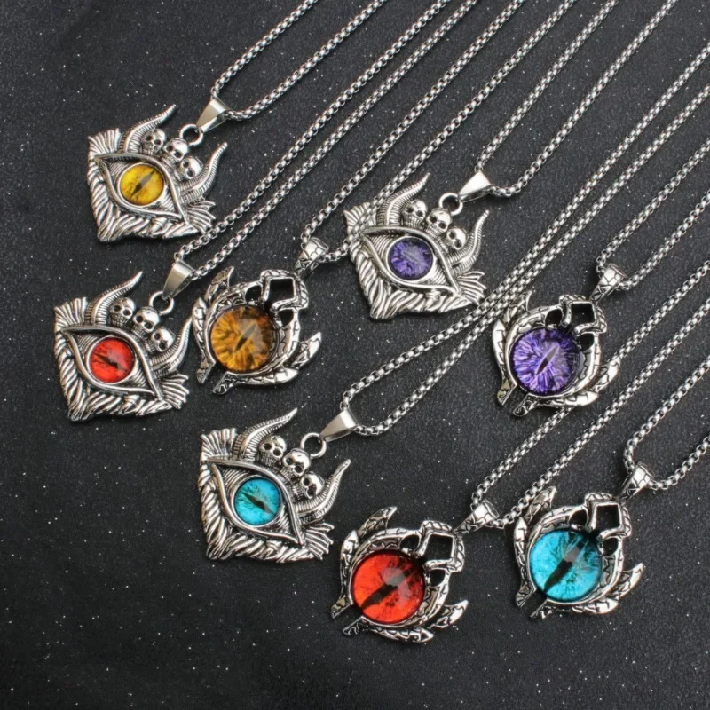 Retro Hip Hop Devil's Eye Inlaid With Colorful Gemstones Men's Titanium Steel Necklace Punk Sweater Chain Boys Fashion Jewelry
Retro Hip Hop Devil's Eye Inlaid With Colorful Gemstones Men's Titanium Steel Necklace Punk Sweater Chain Boys Fashion Jewelry